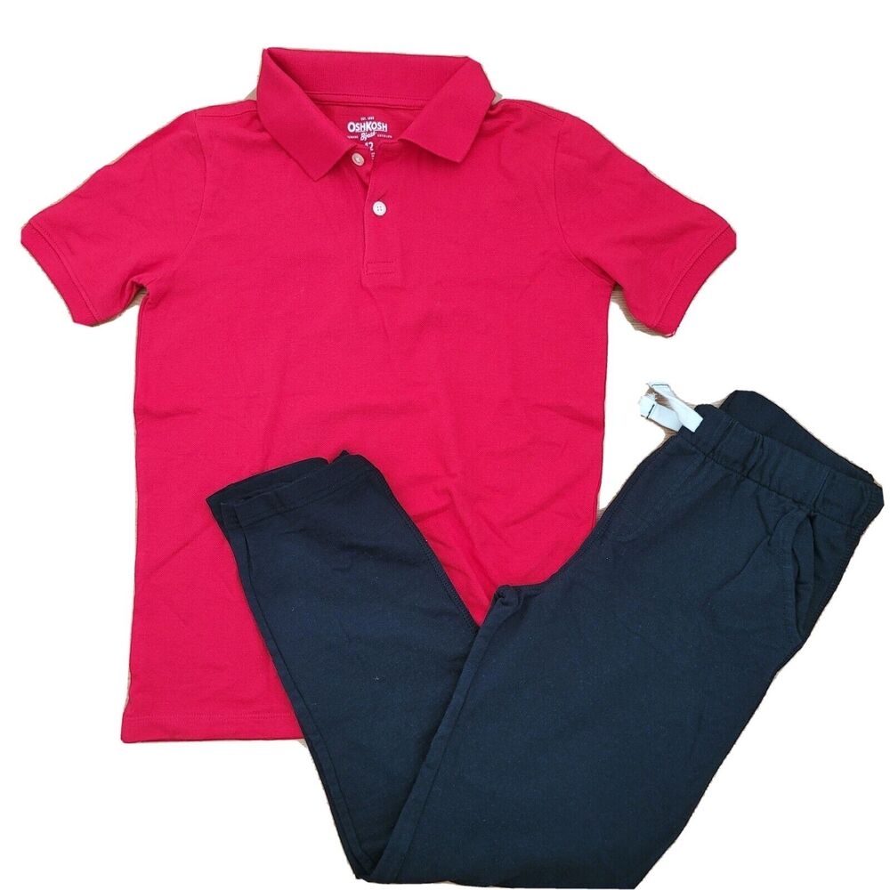 Oshkosh B'gosh Big Boys Short sleeve Red Shirt & Carter's Black Pants Size 12